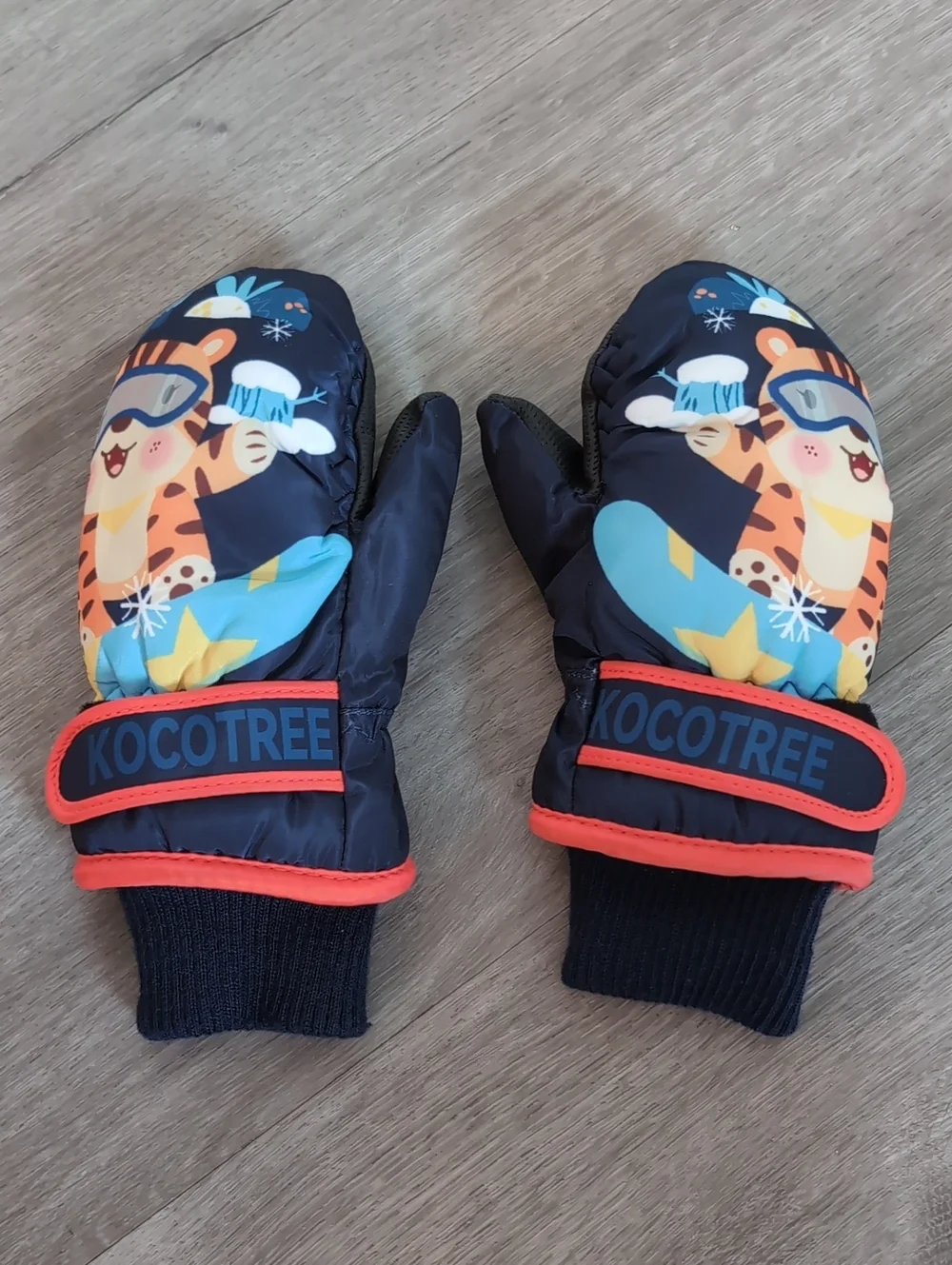 Kids Winter Snow Mittens - Yellow & Navy